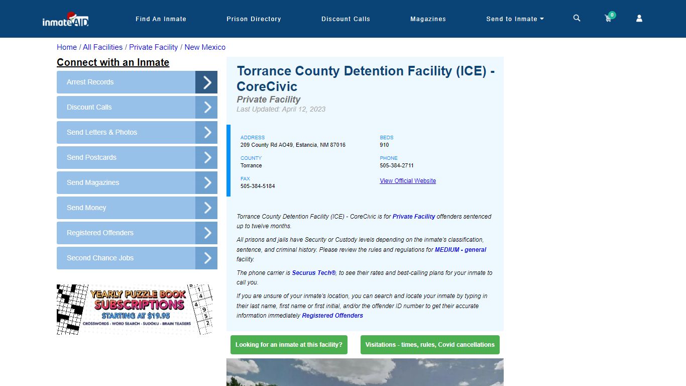 Torrance County Detention Facility (ICE) - CoreCivic - Inmate Search ...
